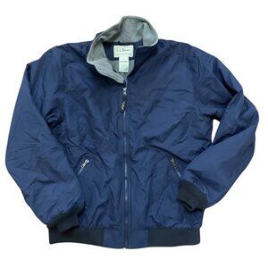 L.L. Bean Mens VTG Navy Blue Full-Zip Bomber Jacket Sz M Fleece Lining Outdoor
